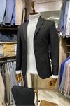 Slimfit Kesim Erkek Düz Desen Tek Ceket-SİYAH