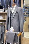 Slimfit Kesim Kumas Desenli Erkek Yelekli Takim Elbise-ANTRASİT