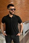 Slimfit Kesim Erkek Jakar Yakalı Desenli Tshirt-SİYAH-909