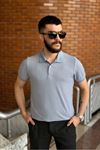 Slimfit Kesim Erkek Jakar Yakalı Desenli Tshirt-MAVİ-909