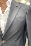 Slimfit Kesim Duz Desen Pileli Kemerli Pantolon Takim Elbise-SİYAH