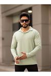 Slimfit Kesim Erkek Yakalı Uzun Kollu Sweatshirt-ELMA