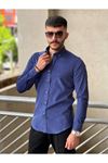 Slimfit Kesim Erkek Kadife Kumaş-İNDİGO-755