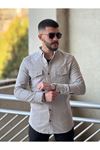 Slimfit Kesim Erkek Levi Model Cotton Cift Cepli Gömlek-GRİ