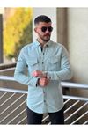 Slimfit Kesim Erkek Levi Model Cotton Cift Cepli Gömlek-BUZ MAVİSİ